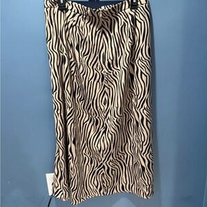 Zebra Print Midi Skirt